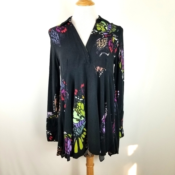 FREE PEOPLE Field of Butterflies Tunic Dress Top, sz Sm - Picture 2 of 13